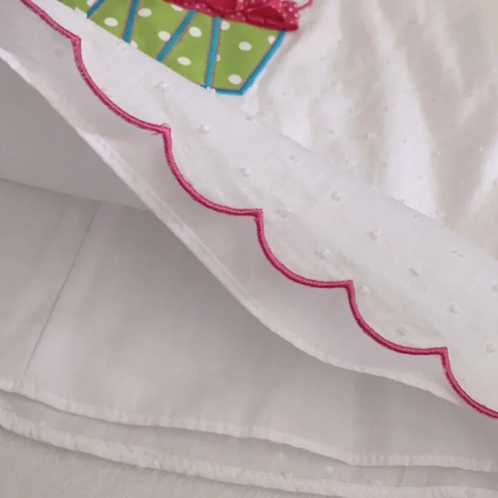 Rare Editions | Cupcake Swiss Dot Birthday Scallop Hem Dress E326267 White (5) - Picture 6 of 16